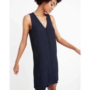 MADEWELL HEATHER DRESS BUTTON FRONT SLEEVELESS V-NECK SHIFT CASUAL